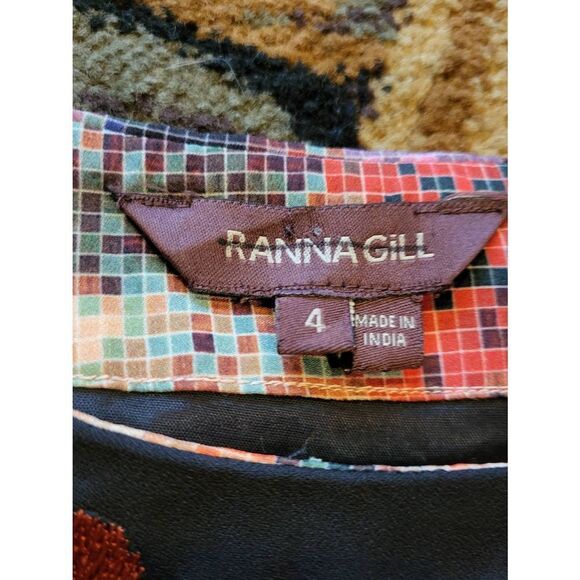 Anthropologie Dress Women's 4 Ranna Gill Fanned Vignette Shift Embroidered - Picture 4 of 6